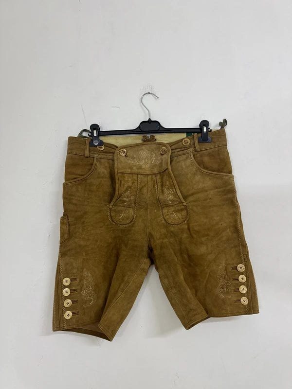 Pantaloncino Tirolese Lederhosen Da Uomo Xl 52 H. Moser