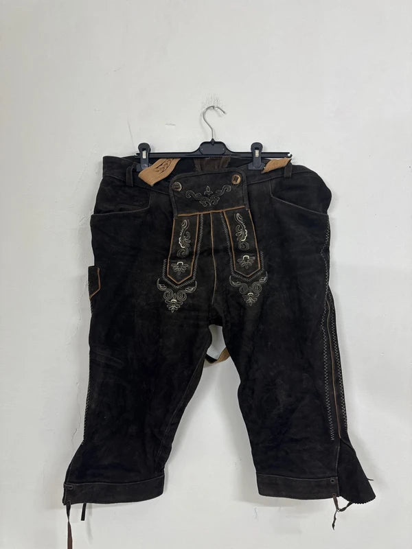 Pantalone Tirolese Nero Da Uomo Xxl Lederhosen