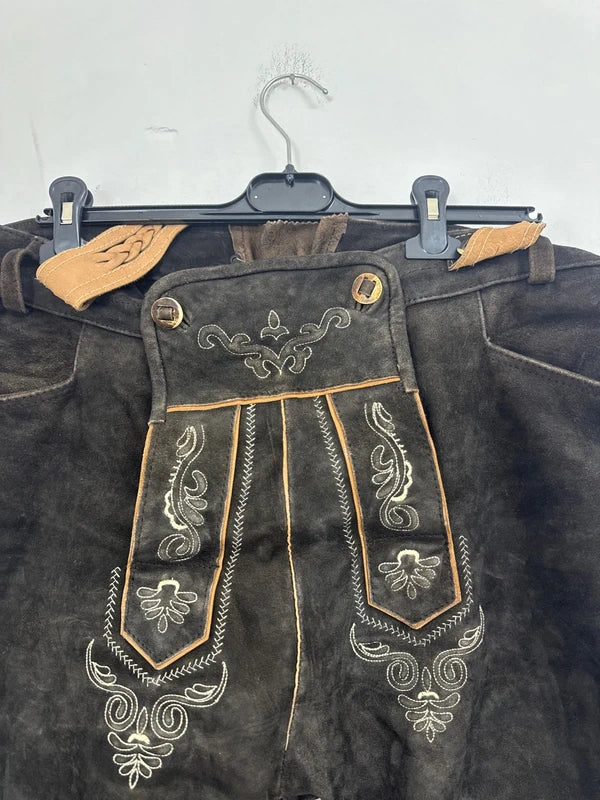 Pantalone Tirolese Nero Da Uomo Xxl Lederhosen