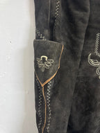 Pantalone Tirolese Nero Da Uomo Xxl Lederhosen