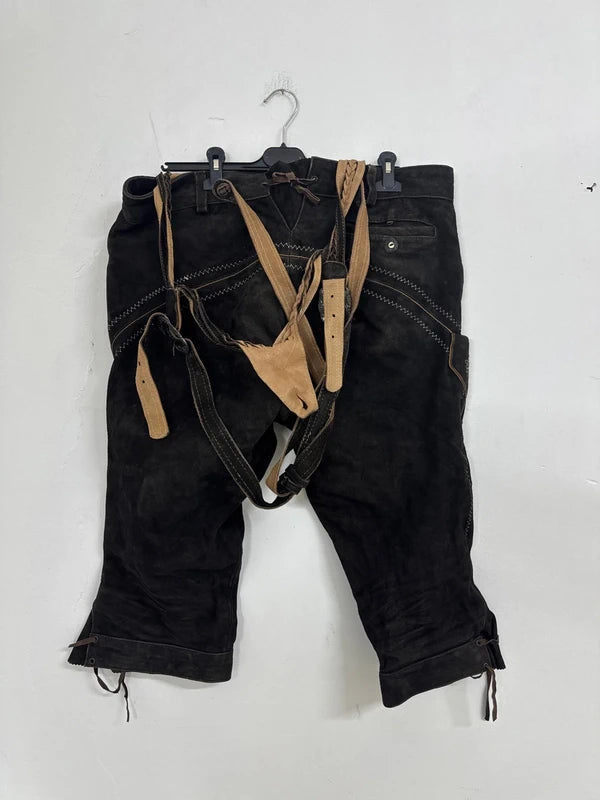 Pantalone Tirolese Nero Da Uomo Xxl Lederhosen
