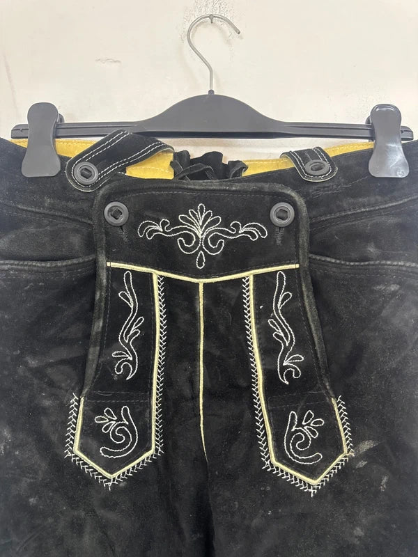 Pantalone Tirolese Lederhosen Neri Da Uomo M Beckett
