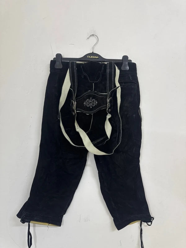 Pantalone Tirolese Lederhosen Neri Da Uomo M Beckett