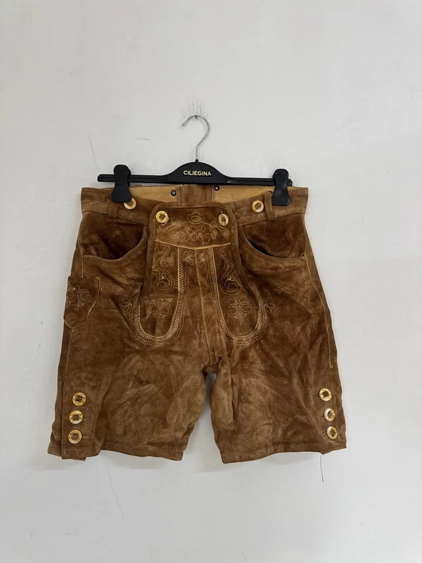 Pantaloncino Tirolese Lederhosen Da Donna L-xl / It 46 / Eu 42