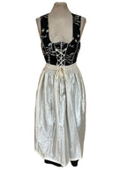 Vestito Tirolese Con Grembiule Donna Dirndl Tg. L Nero Bianco