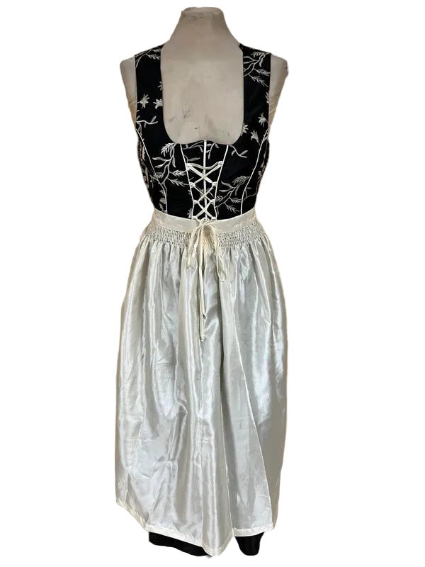 Vestito Tirolese Con Grembiule Donna Dirndl Tg. L Nero Bianco