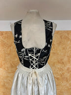 Vestito Tirolese Con Grembiule Donna Dirndl Tg. L Nero Bianco