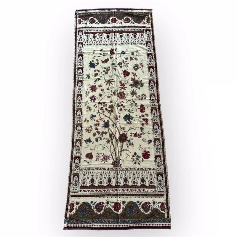 Sciarpa Etro In Lana Leggera – Stampa Floreale Orientale E Bordo Decorativo