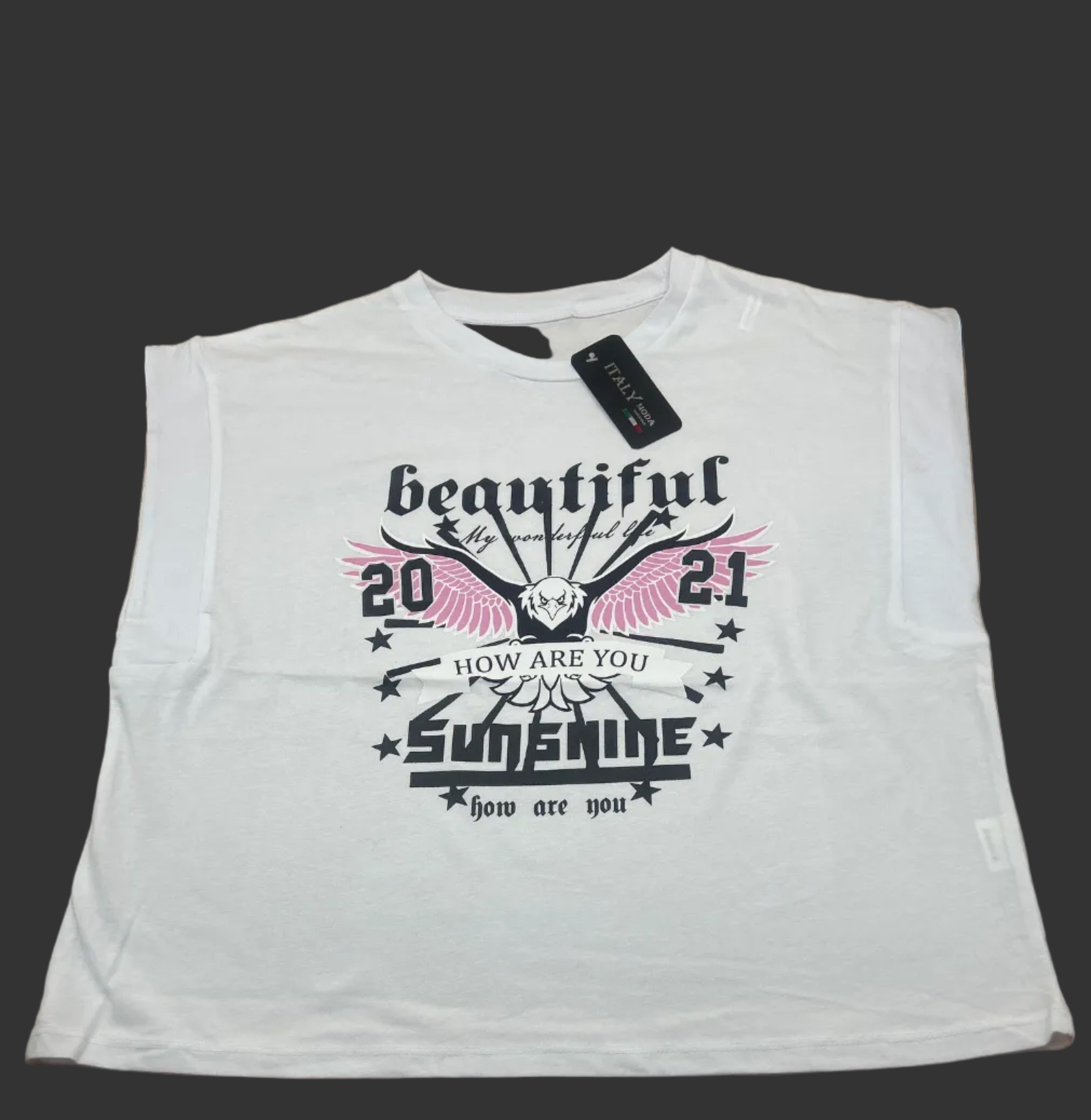 Tshirt Nuova Bianca Con Stampa Beautiful Sunshine Eagles M