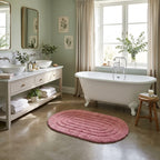 Tappeto Ovale Bagno Rosa