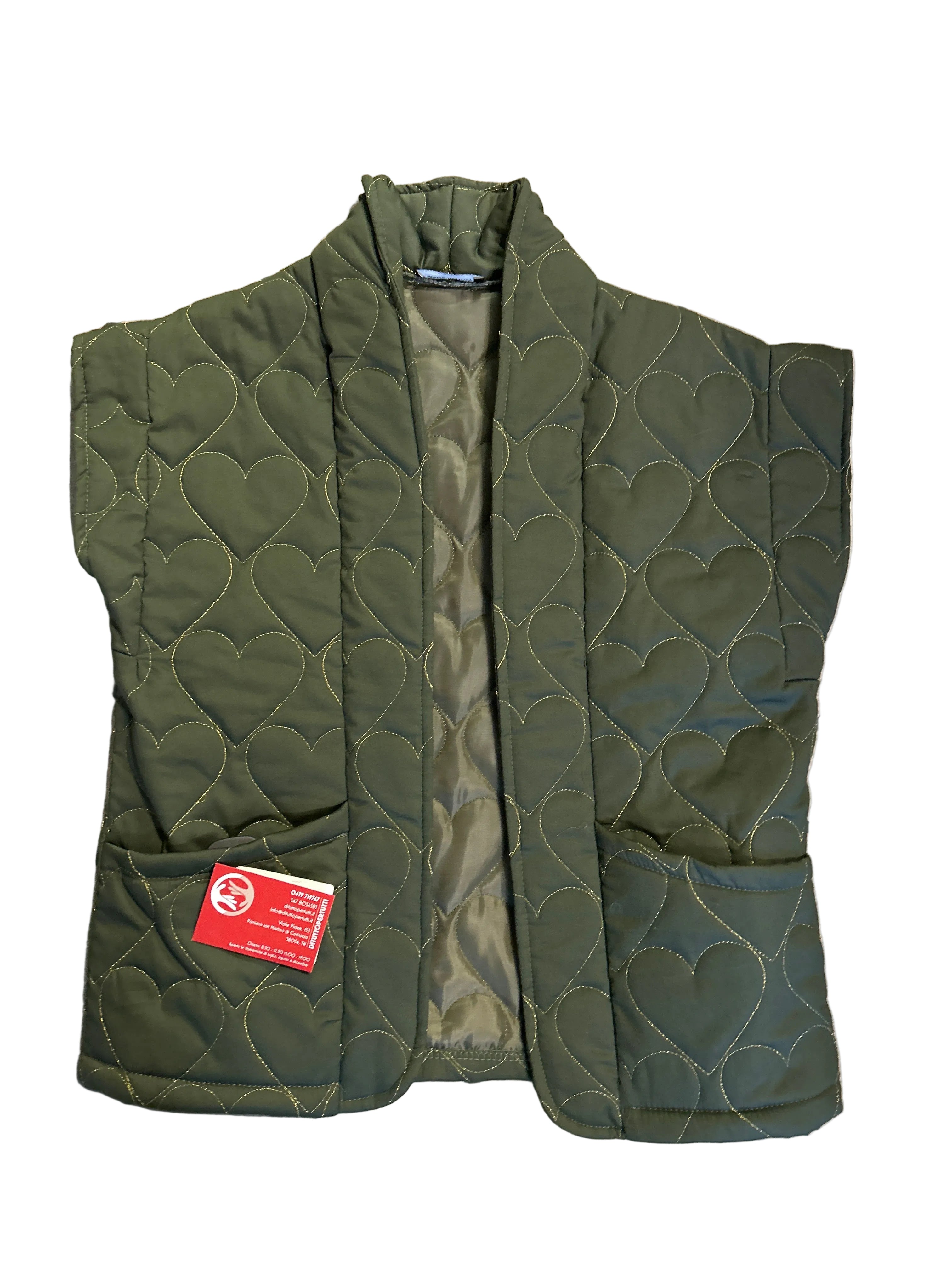 Gilet Trapuntato Cuori Oro Verde Tg Unica Nuovo