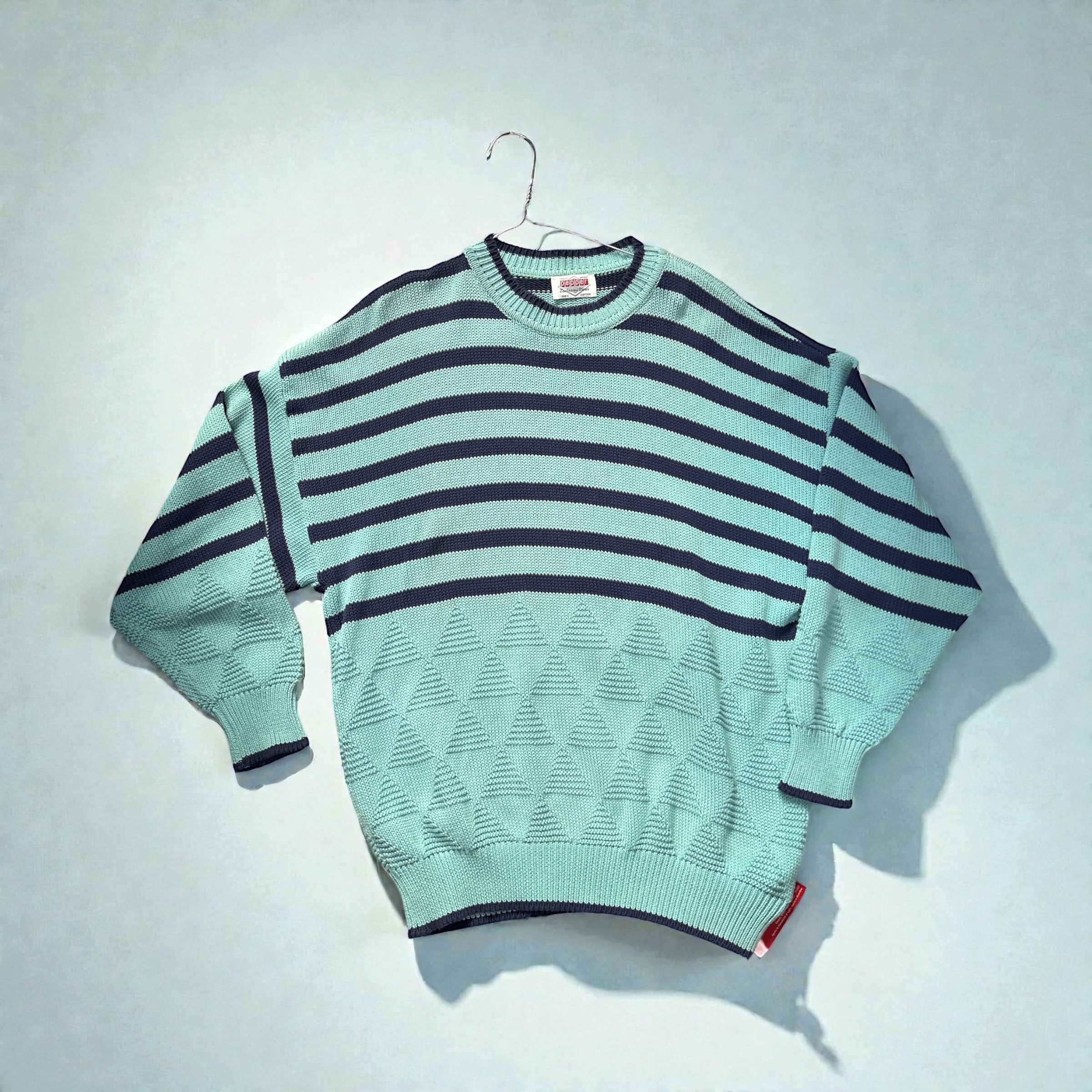 Maglia Righe Verde Acqua Uomo Xl Vintage Pepper