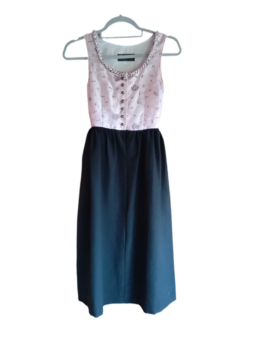 Vestito Tirolese Rosa Nero Bimba 8-9 Anni Edelheiss