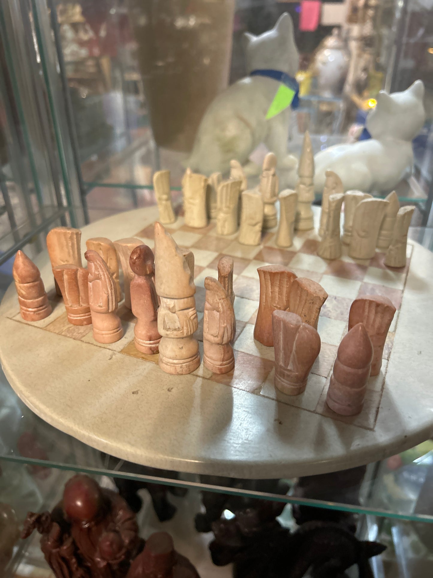 Scacchiera Con Pezzi in pietra Saponaria