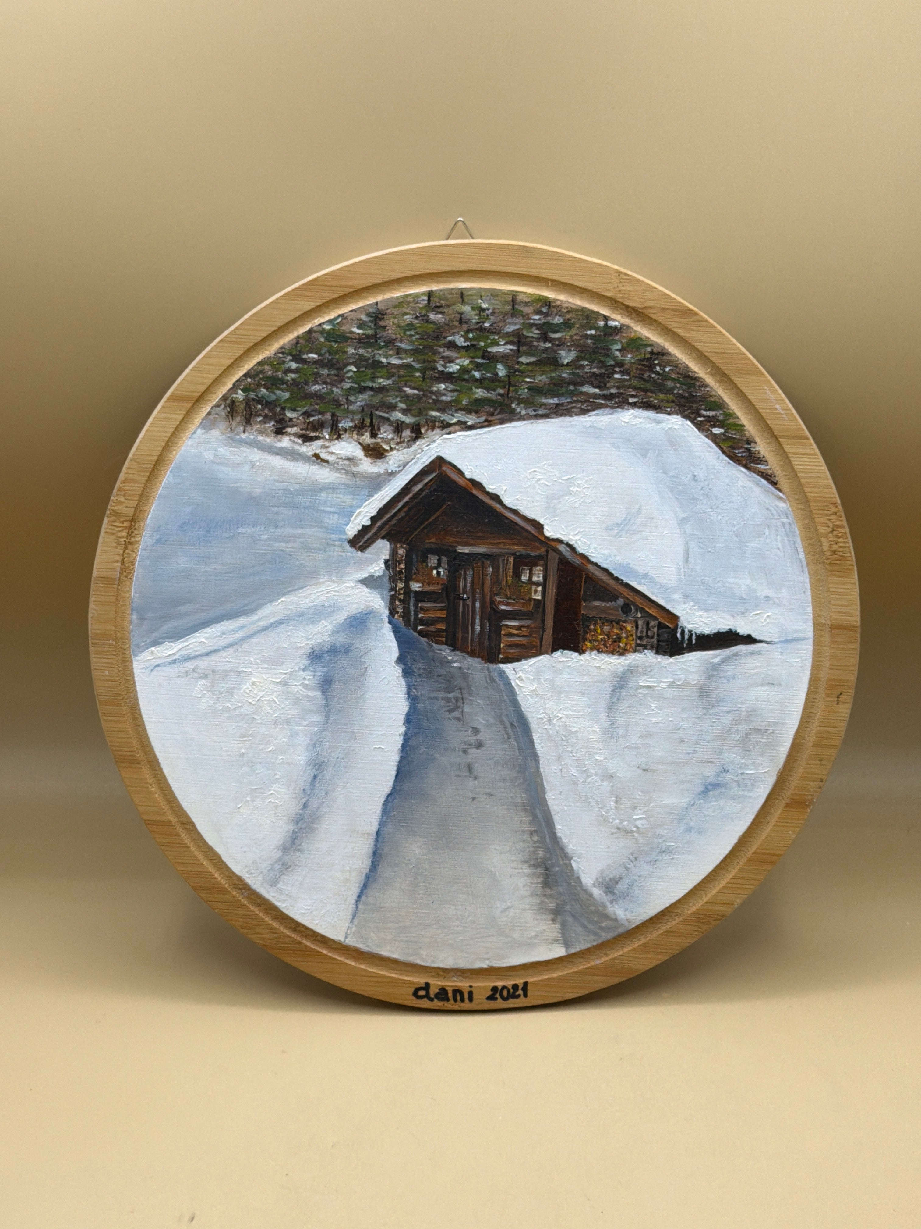 Tagliere Dipinto Montagna Neve