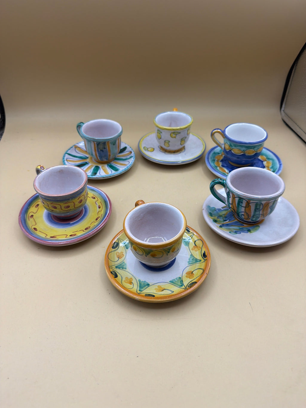 Servizio 6 Tazzine Da Caffè Con Con Piattino Kerameion Taormina