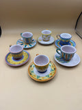 Servizio 6 Tazzine Da Caffè Con Con Piattino Kerameion Taormina