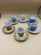Servizio 6 Tazzine Da Caffè Con Con Piattino Kerameion Taormina