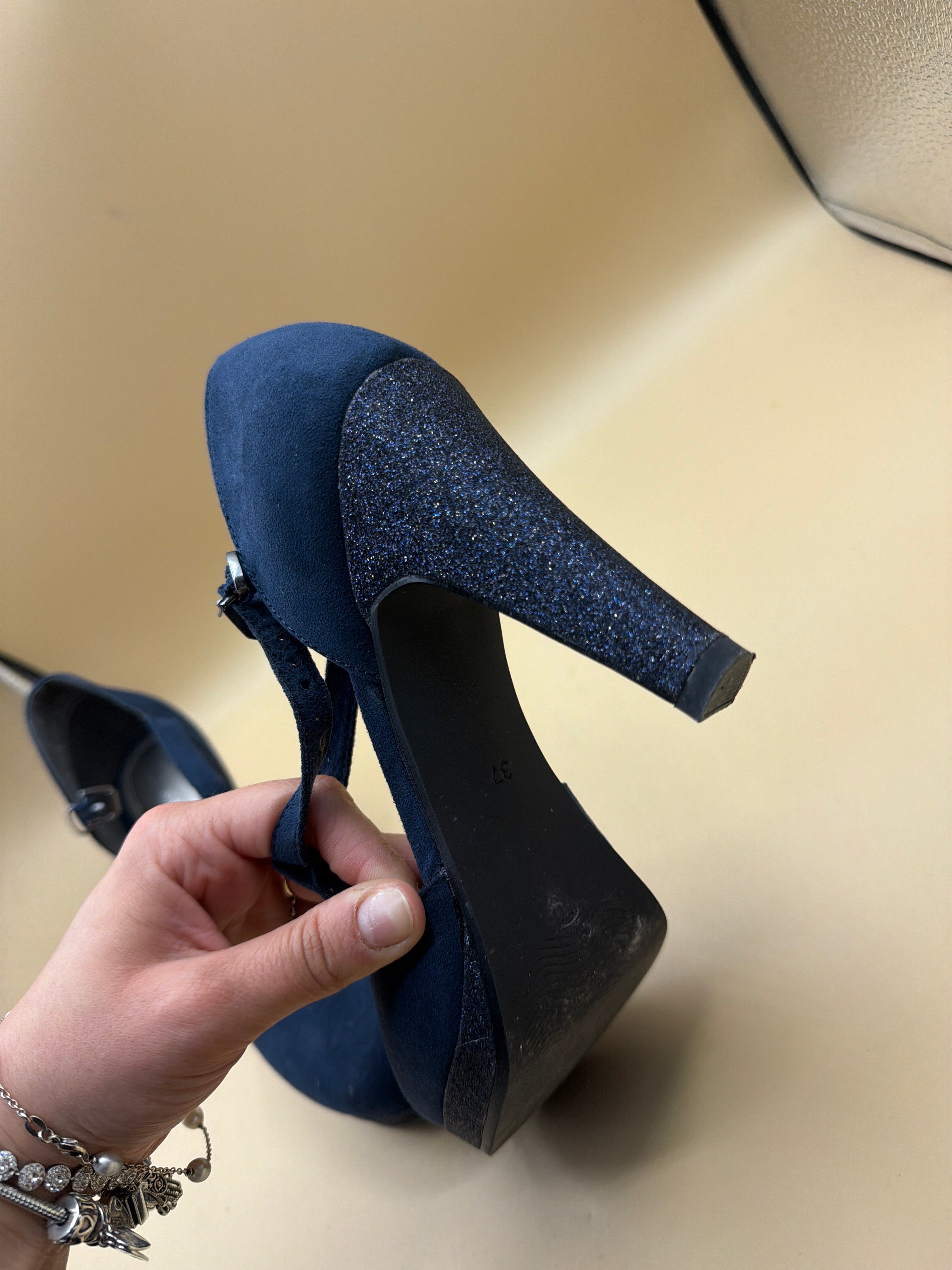 Scarpe Tacco Gltter Blu Marco Tozzi 37