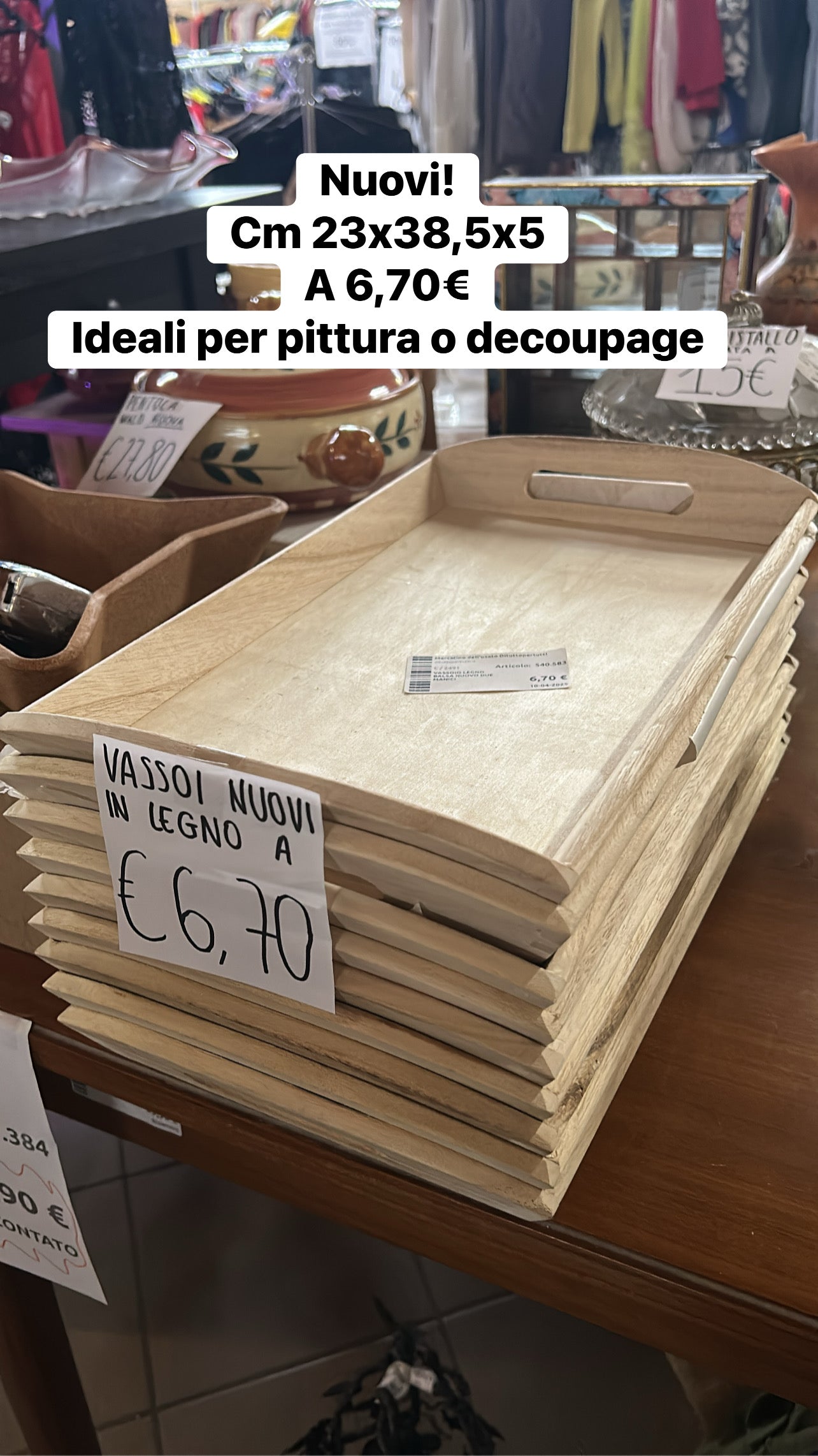 Vassoio Legno Balsa Nuovo Due Manici