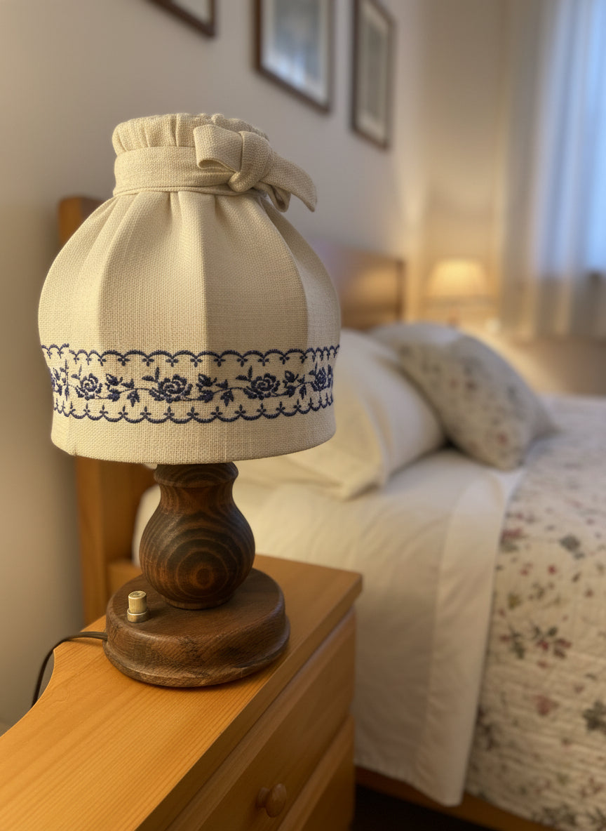 Lampada Base Legno paralume