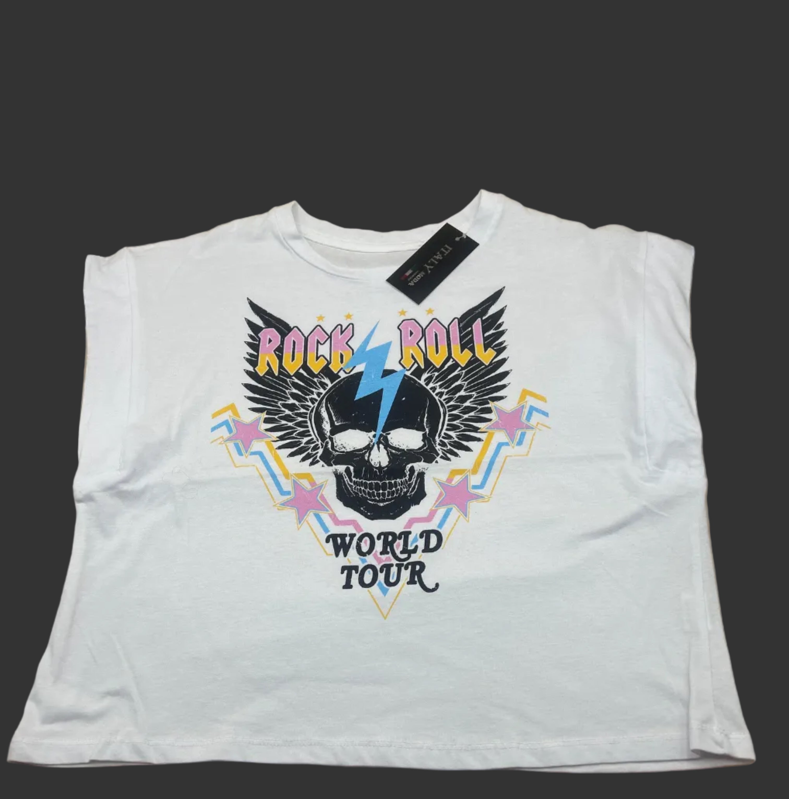 Tshirt Bianca Rock Roll World Tour M