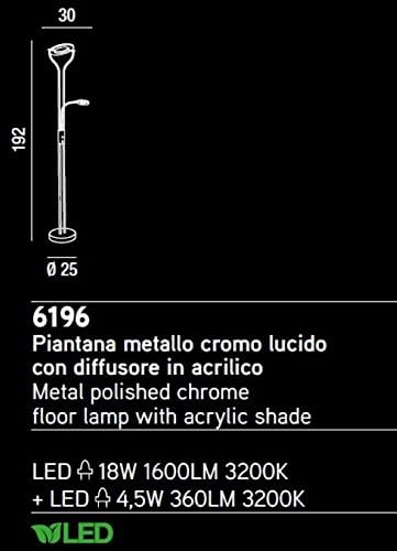 LED-Stehleuchte aus poliertem Coromo-Metall PERENZ 6196 Stehleuchte mit zwei Leuchten 