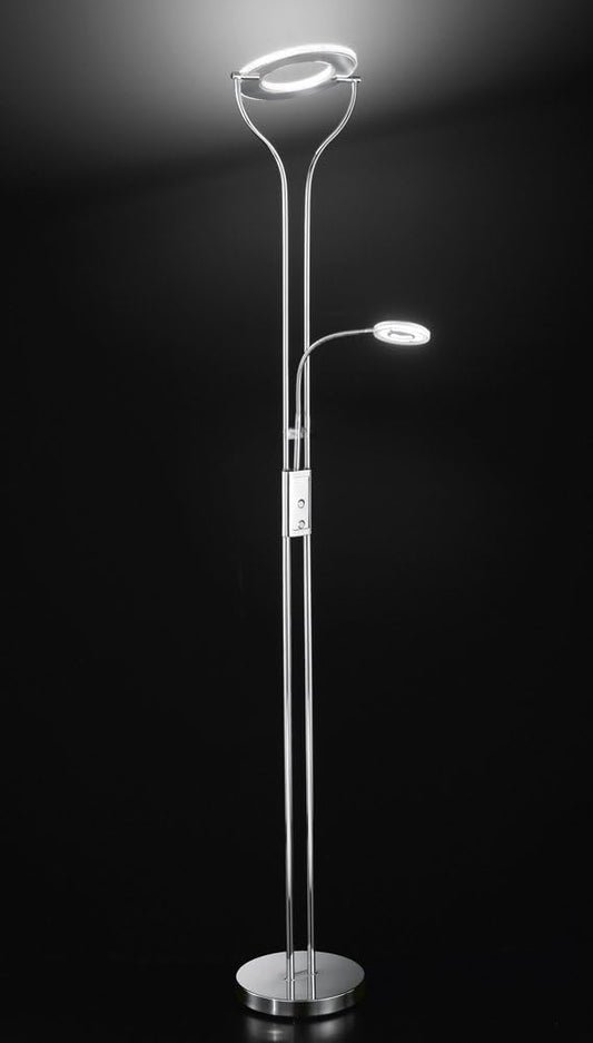 LED floor lamp in polished coromo metal PERENZ 6196 Floor lamp with two lights 