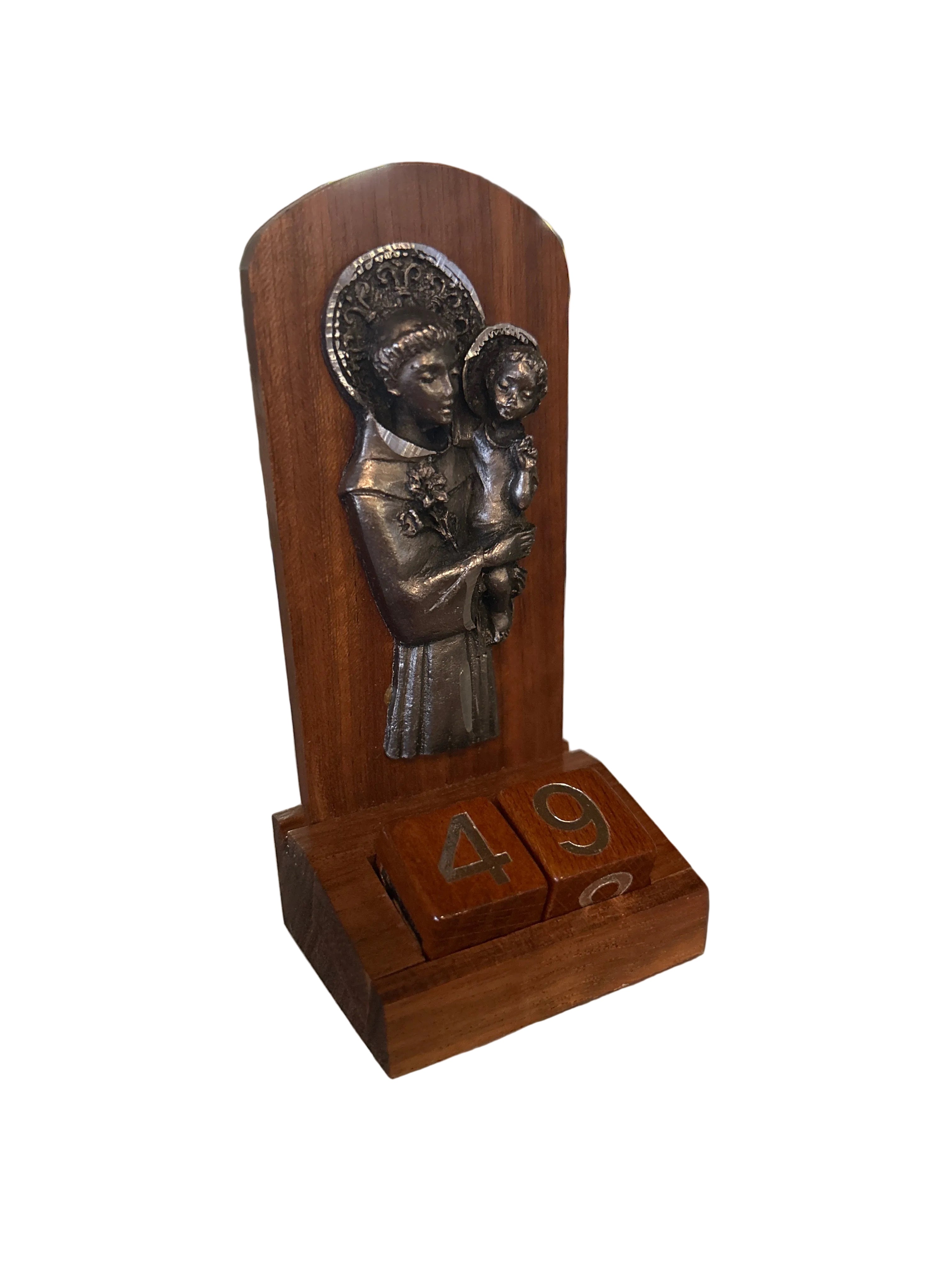 Santino Calendario perpetuo datario in peltro e Legno