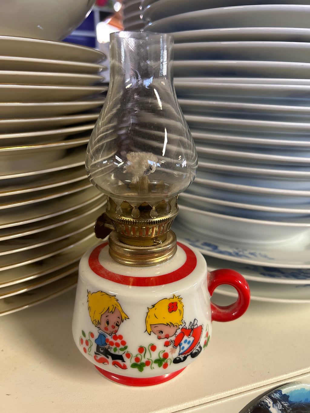 Lampada Ad Olio Vintage Vetro