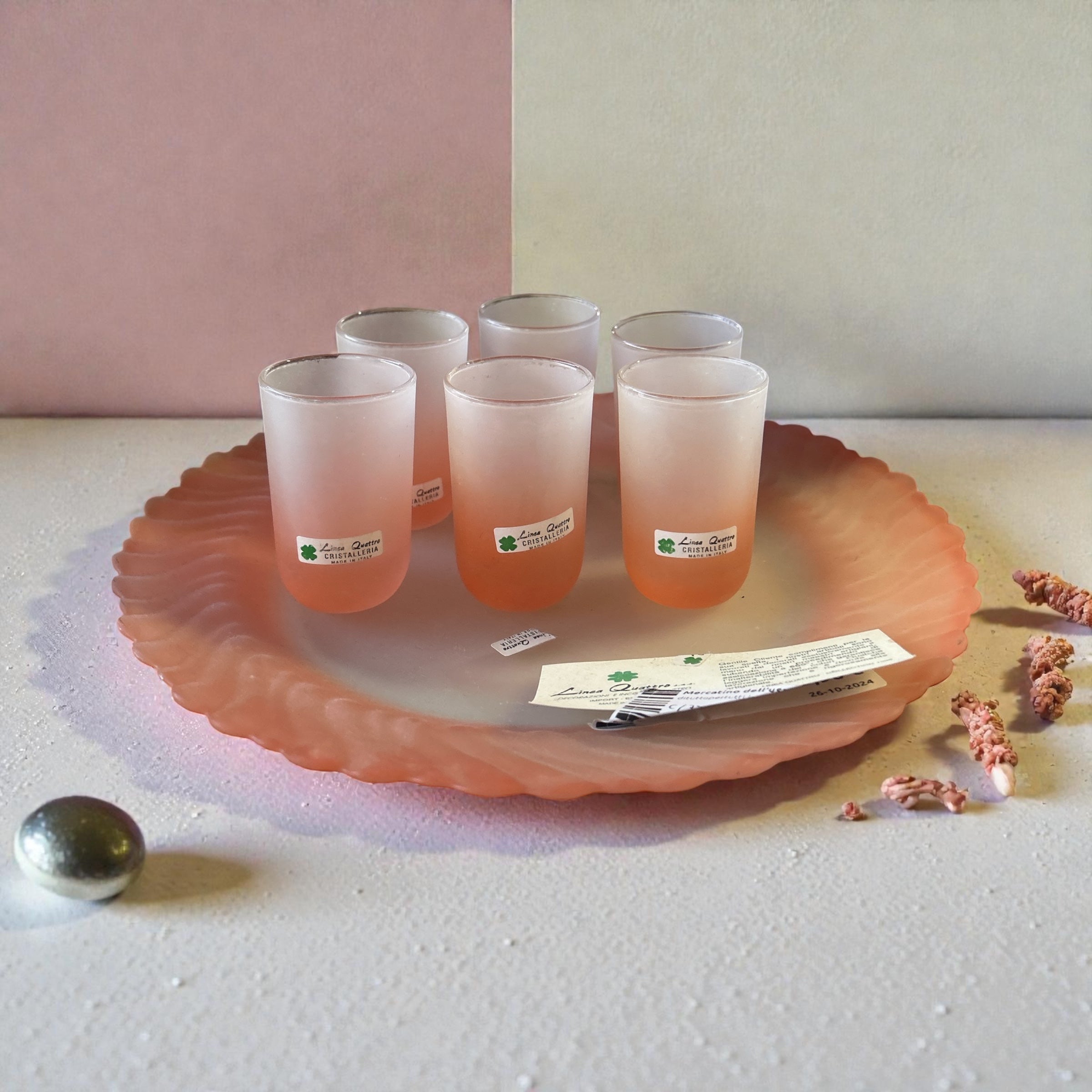 Vassoio Con 6 Bicchierini Sfumati Rosa Linea4