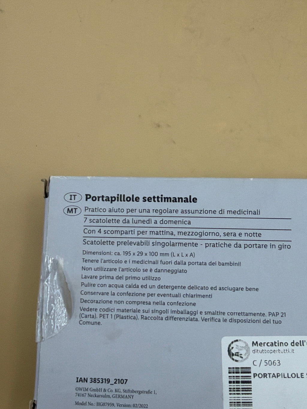 Portapillole Settimanale Nuovo
