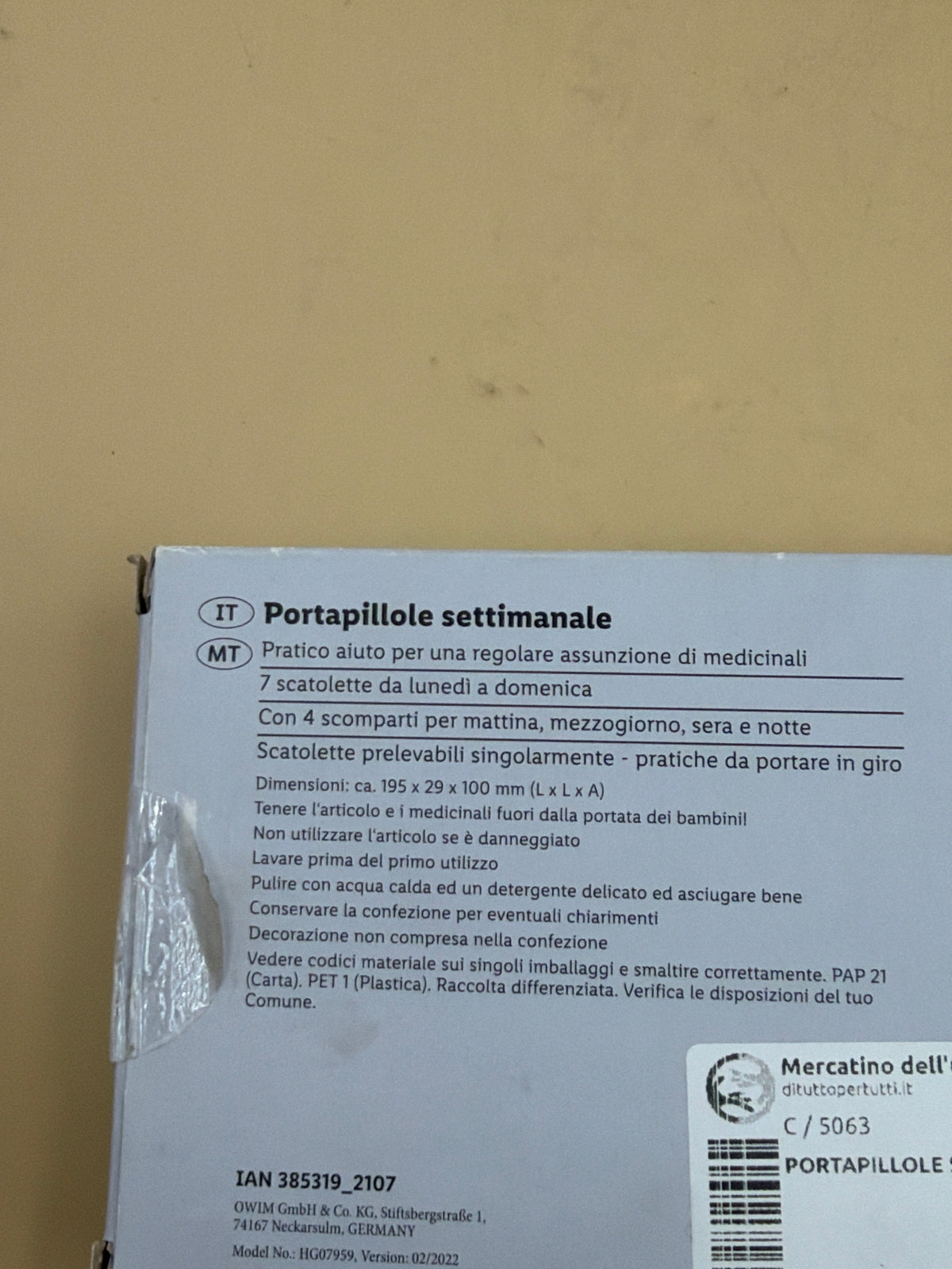 Portapillole Settimanale Nuovo