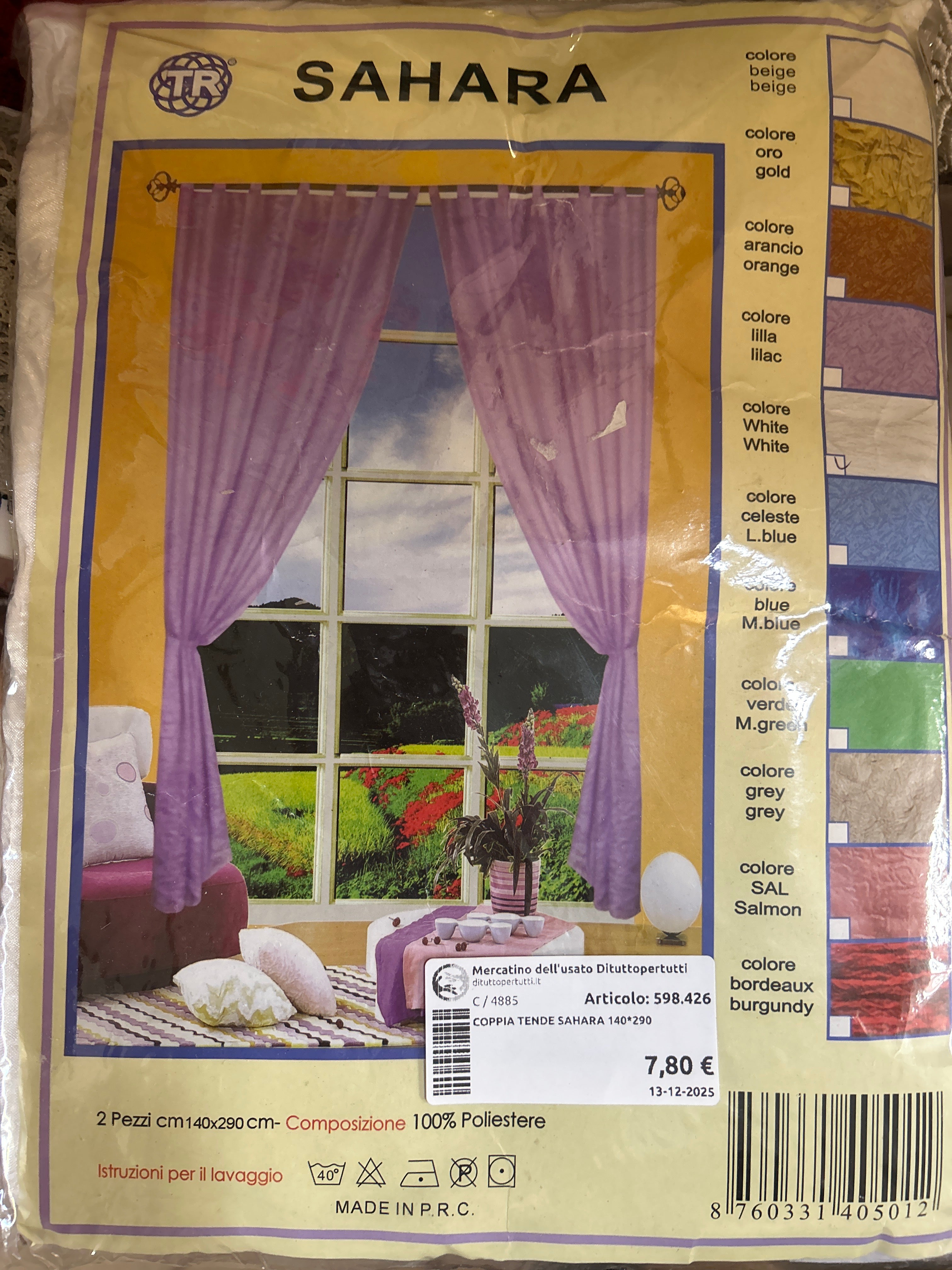 Coppia Tende Sahara bianche 140x290 cm nuove