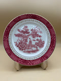 Piatto Piano Bordo Oro Vintage Nikko Japan Double Phoenix, Motivo Salice Rosso/rosa