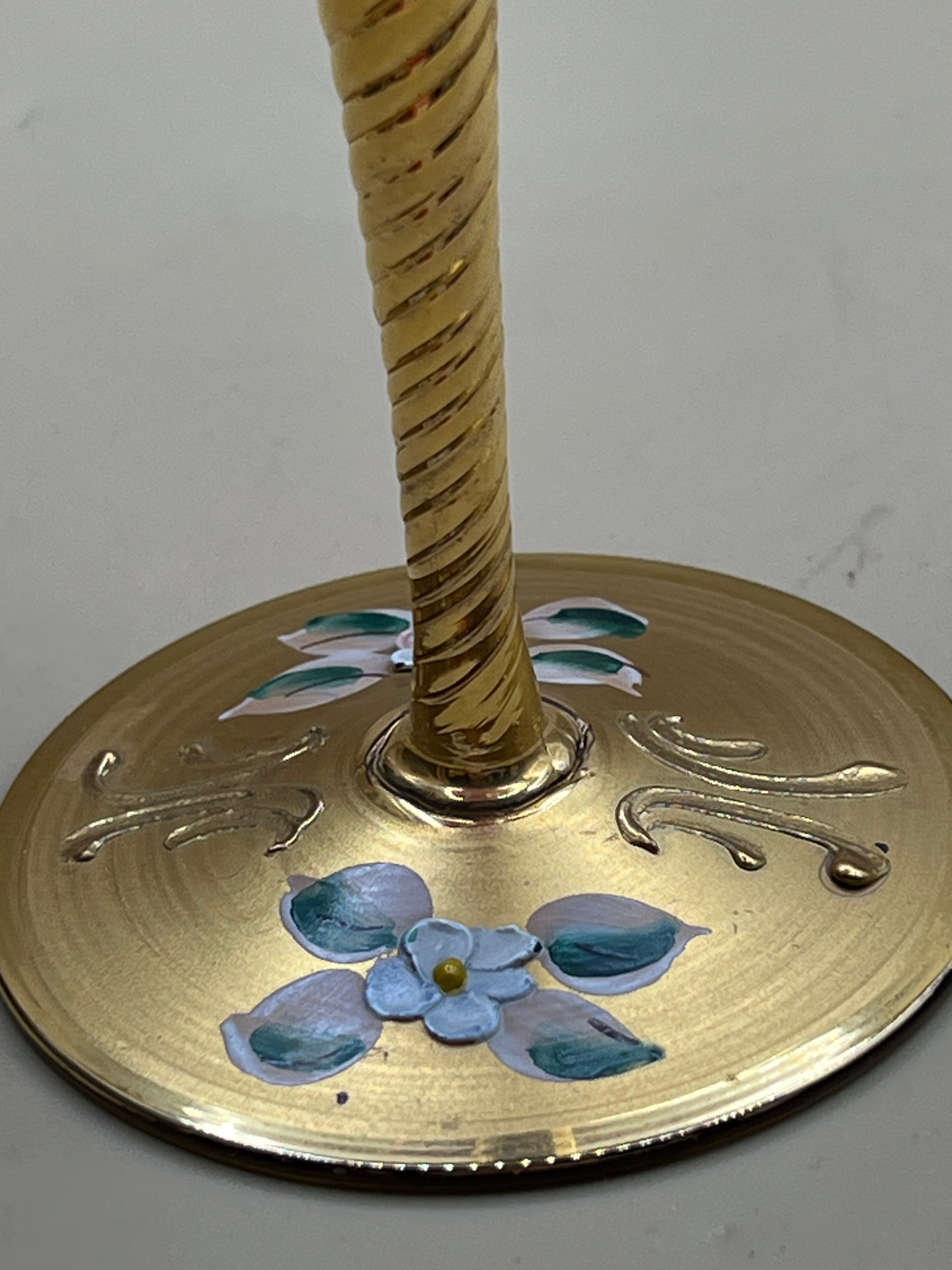 Bicchiere Vintage Rosso Con Smalto Dorato - Murano Tre Fuochi