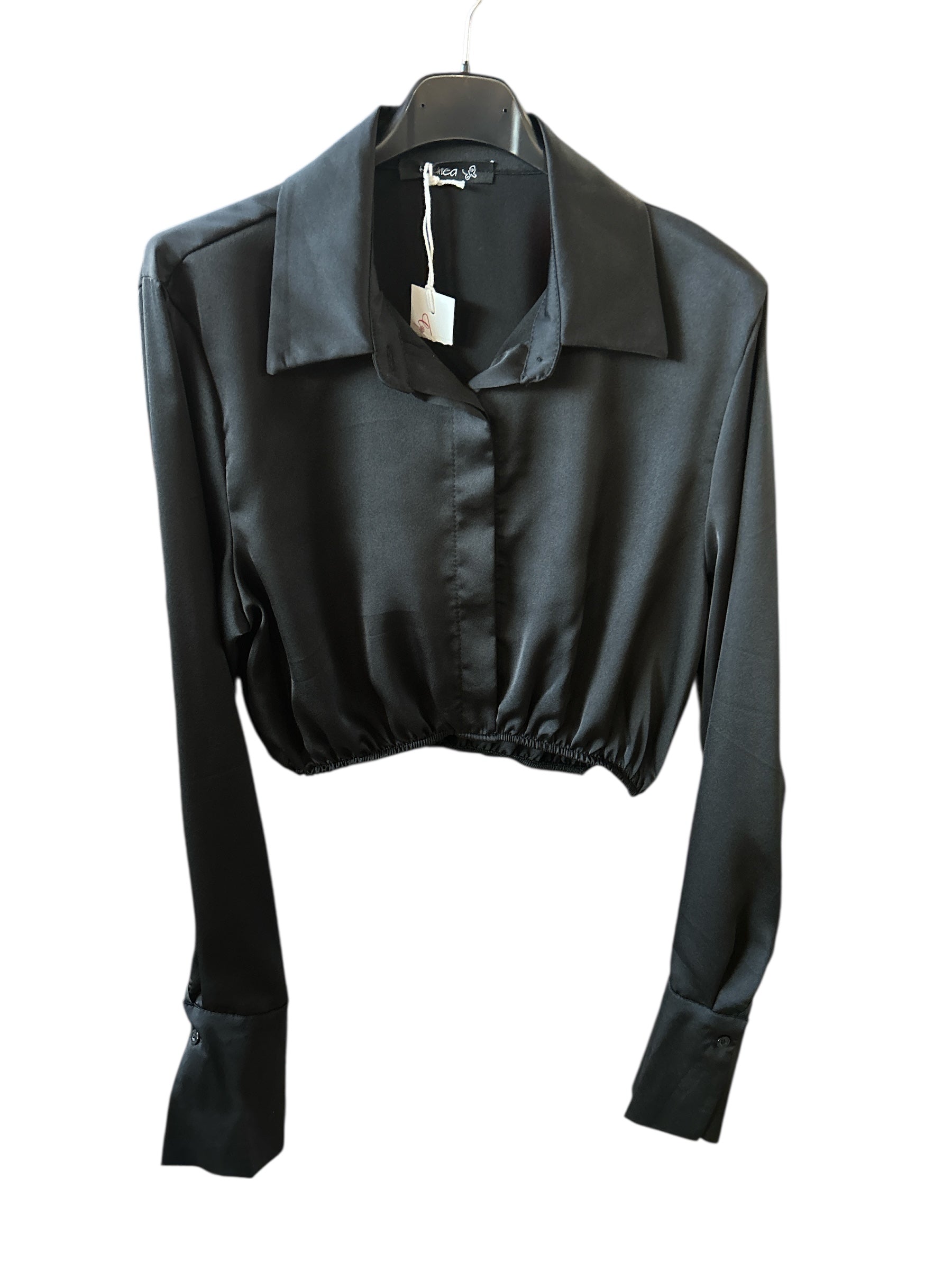 Camicia Raso Nera Nuova Corta