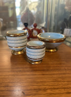 Set Da Fumo in ceramica  azzurro e Oro Tre Pezzi