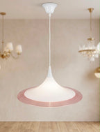 Lampadario A Campana Plastica Righe rosse o gialle