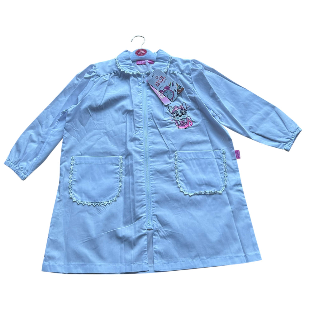 Grembiule Asilo Scuola Materna Bianco Bimba Con Cerniera 5 Anni