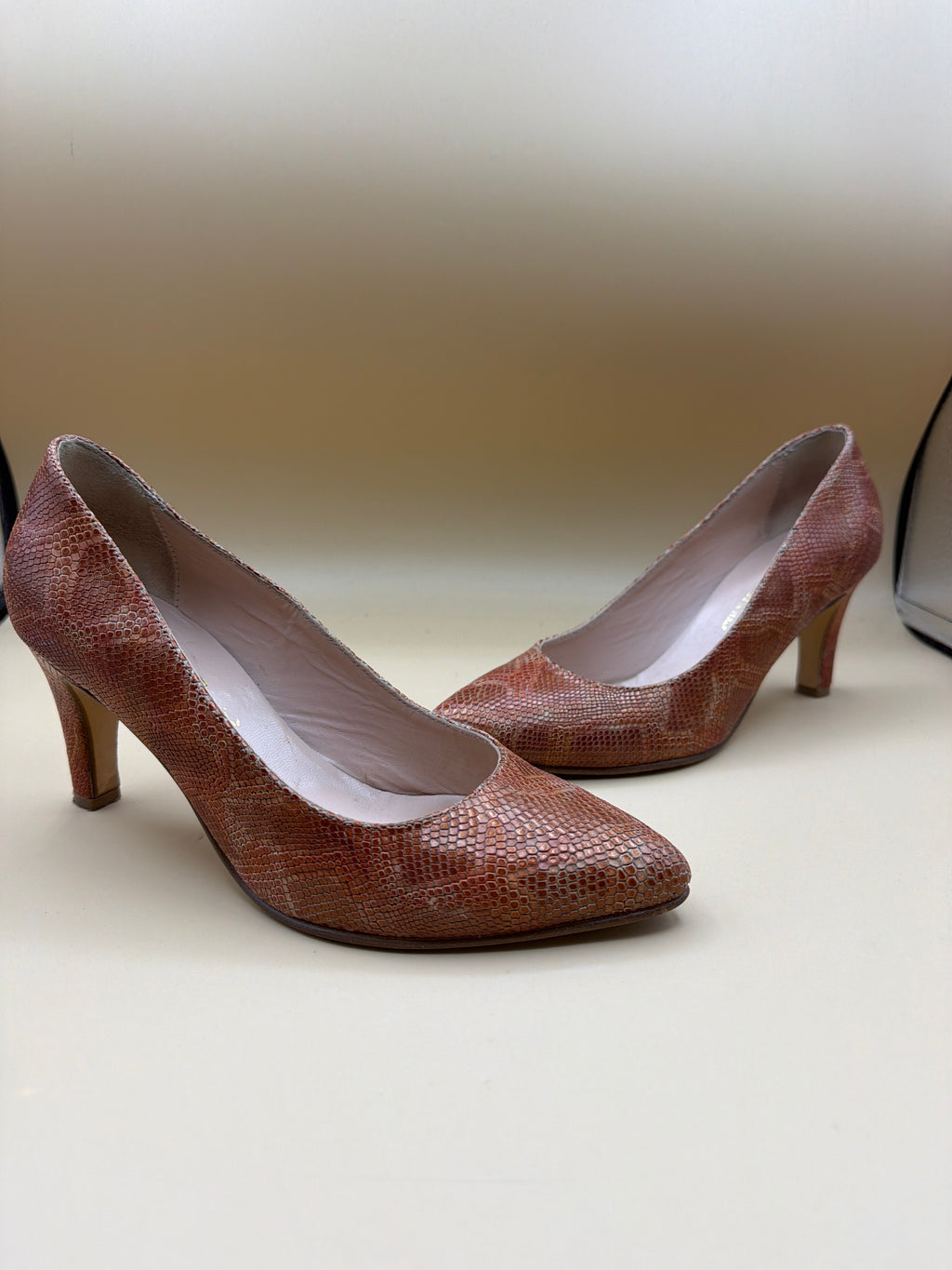 Scarpe Decollete 37 Tacco Finto Rettile pelle