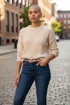 Cinturina Beige Borchie Colorate Nuova