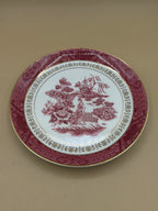 Piattino Bordo Oro Vintage Nikko Japan Double Phoenix, Motivo Salice Rosso/rosa