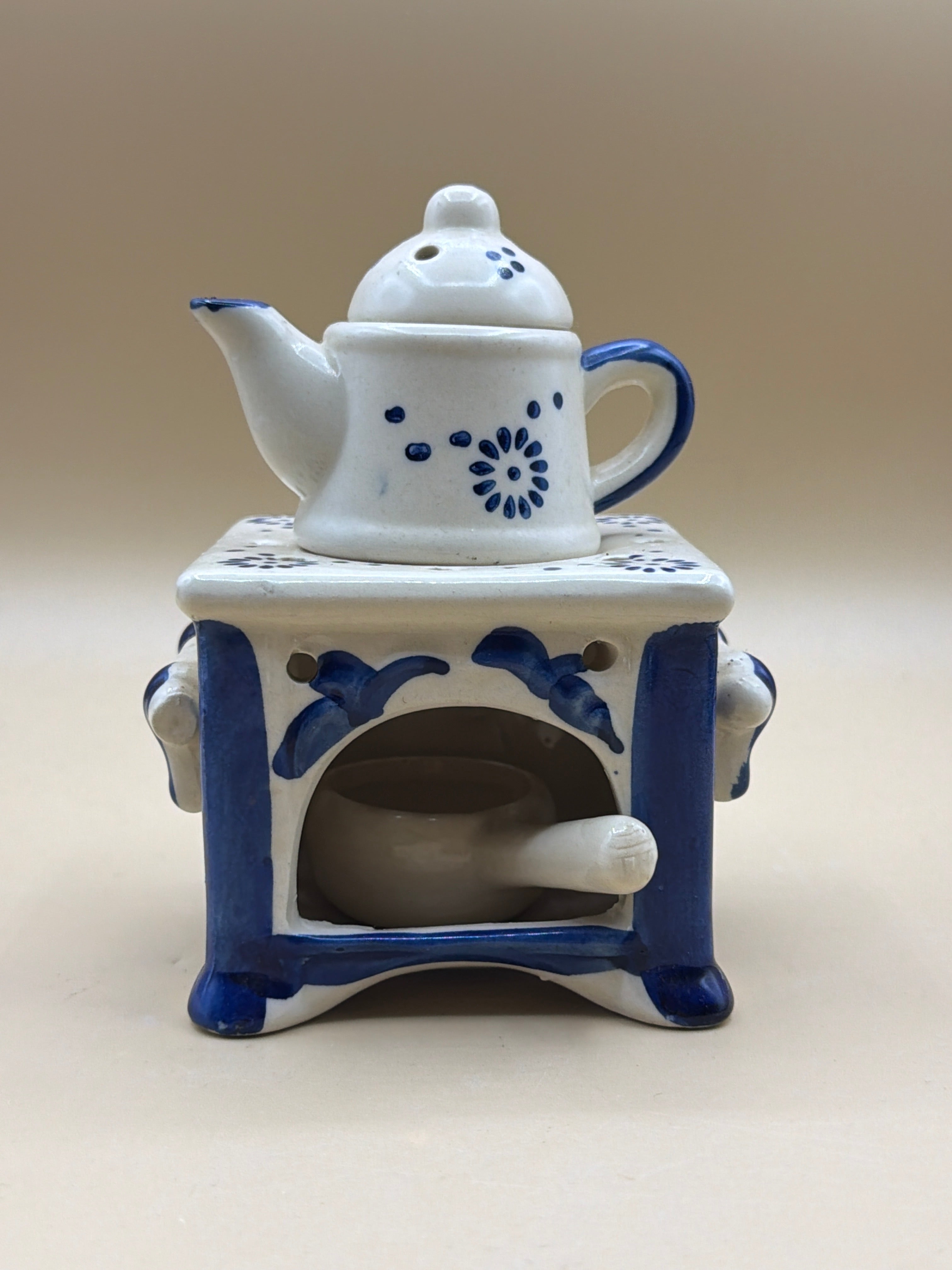 Bruciaessenze Teiera Bianco E Blu