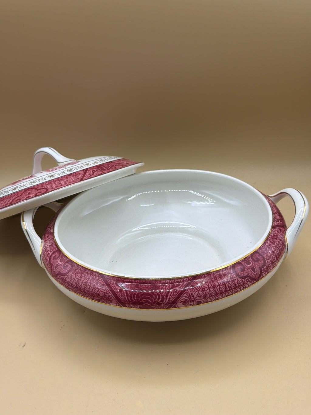 Zuppiera Bordo Oro Vintage Nikko Japan Double Phoenix, Motivo Salice Rosso/rosa