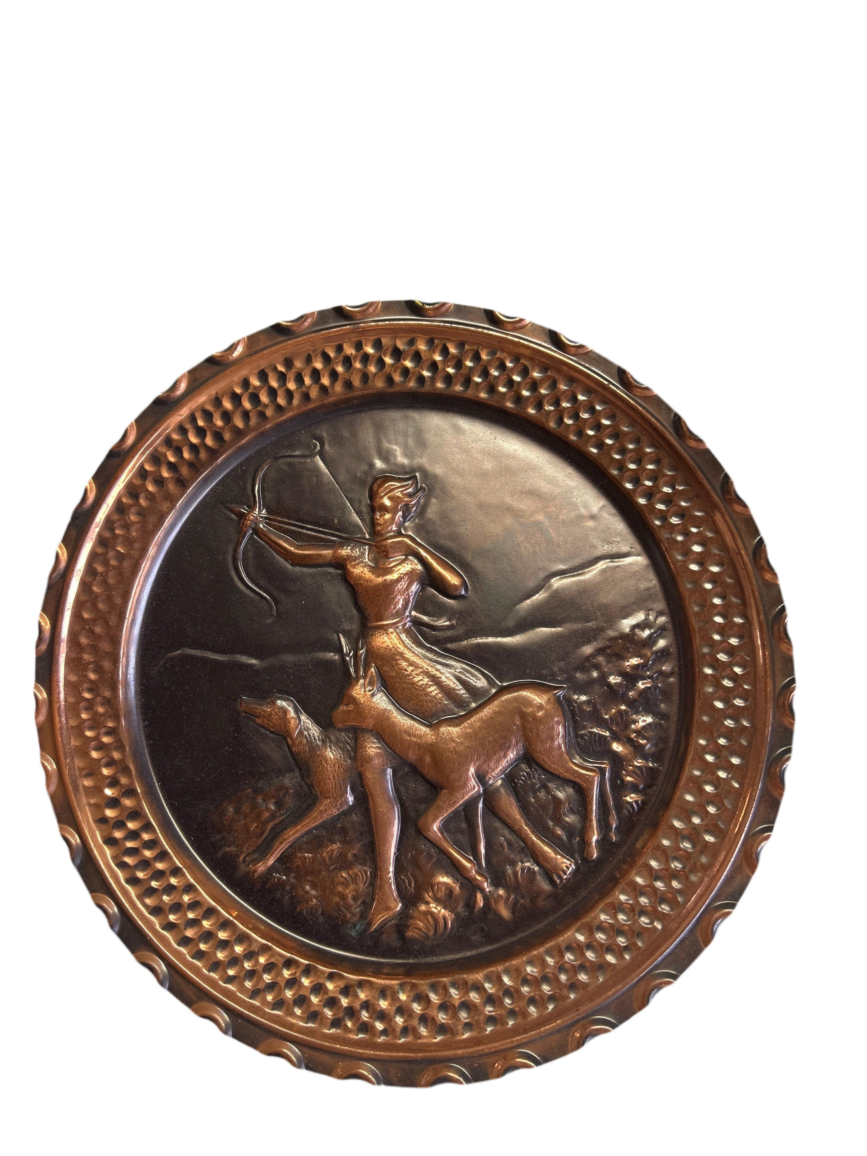 Piatto Rame Dea Caccia
