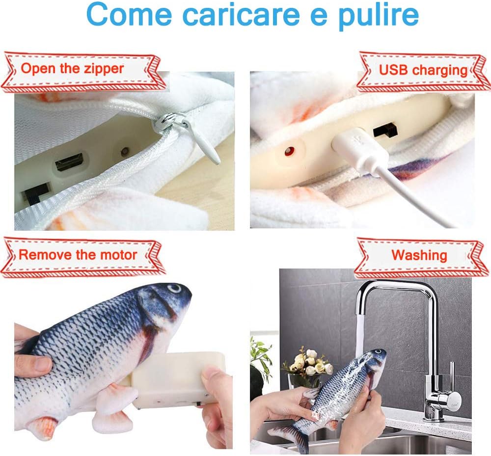 Giocattolo Interattivo Per Gatti, Pesce Elettrico Con Erba Gatta, Simulazione Realistica Del Pesce Che Si Muove, Carpa