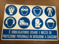 Cartello Segnaletico Alluminio Cm 20x30 Obbligo Mezzi Di Protezione Personale