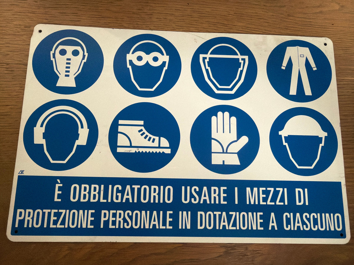 Cartello Segnaletico Alluminio Cm 20x30 Obbligo Mezzi Di Protezione Personale
