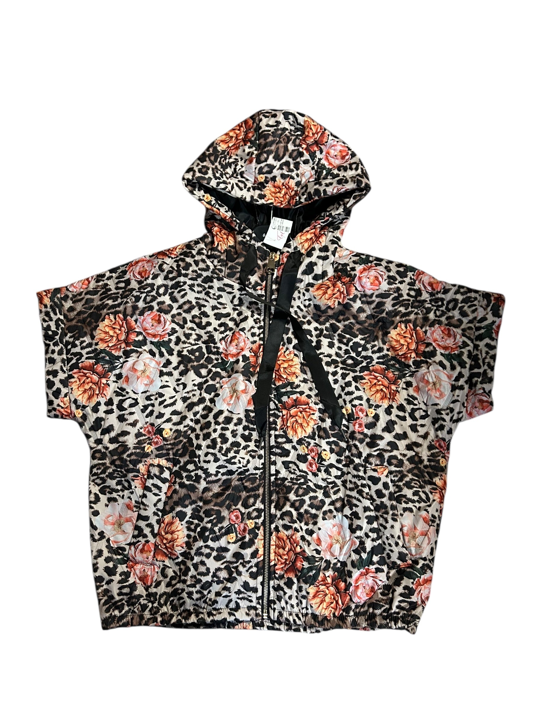 Gilet Imbottito Fantasia Con Cappuccio Maculato Rose Xl